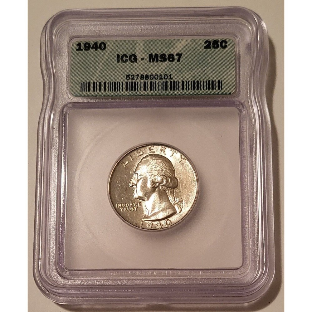 1940 Washington Quarter MS67 ICG